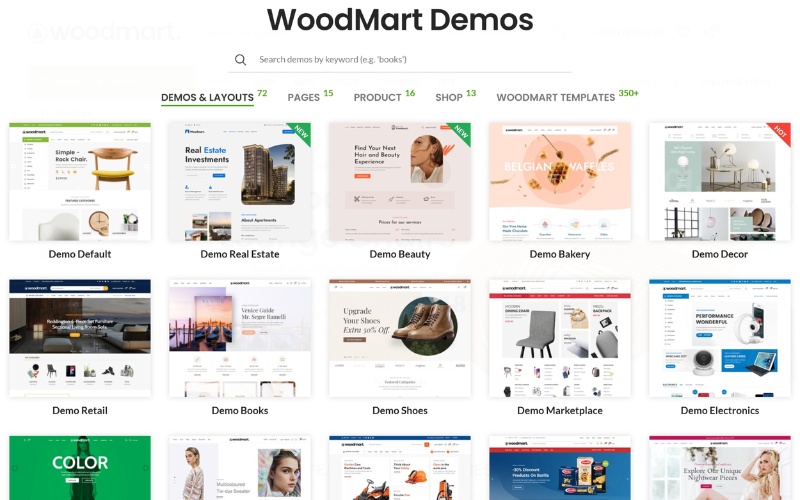 WoodMart Theme cung cấp kho tàng website demo đa dạng